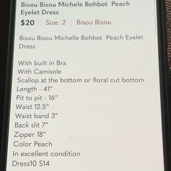 Bisou Bisou Michele Bohbot  Peach Eyelet Dress - Picture 12 of 12